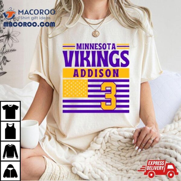 Minnesota Vikings Addison 3 American Flag Football T Shirt