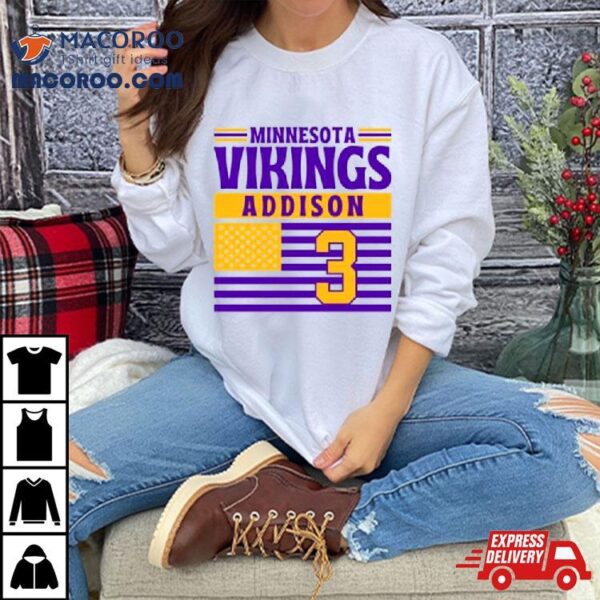 Minnesota Vikings Addison 3 American Flag Football T Shirt