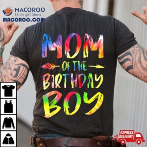 Mom Of The Birthday Boy Tie Dye Colorful Bday Tshirt