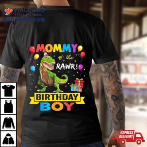 Mommy Of The Birthday Boy Dinosaur Raptor Funny Tshirt