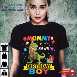 Mommy Of The Birthday Boy Dinosaur Raptor Funny Tshirt