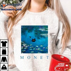 Monet Waterlily Black Ca Tshirt