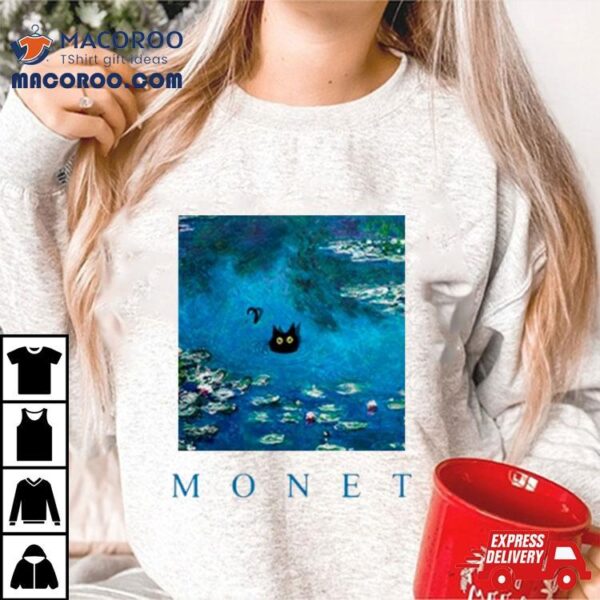 Monet Waterlily Black Cat Shirt