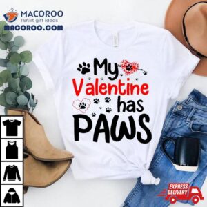 My Valentine Has Paws Dog Retro Tshirt