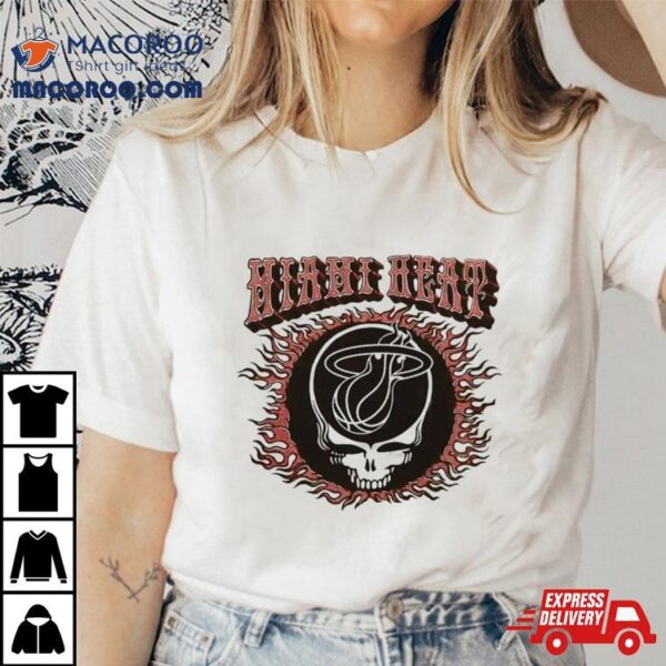 Nba X Grateful Dead X Miami Heat Flaming Skull 2024 T Shirt