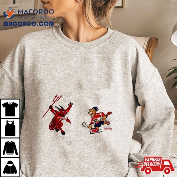 New Jersey Devils Vs Florida Panthers Nhl 2024 Mascot Cartoon Hockey Shirt