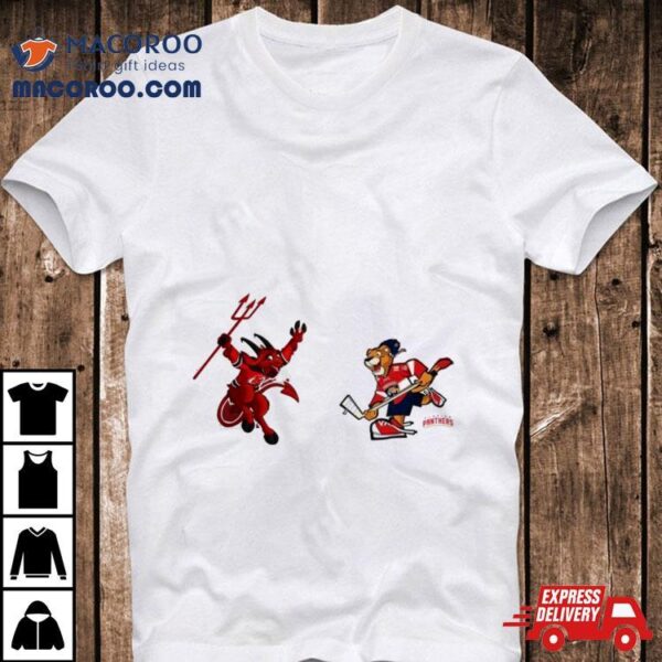 New Jersey Devils Vs Florida Panthers Nhl 2024 Mascot Cartoon Hockey Shirt