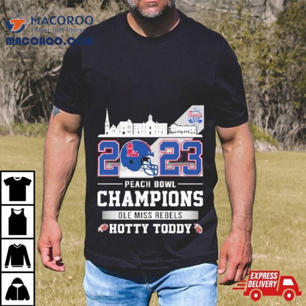 Ole Miss Rebels Football 2023 Peach Bowl Champions Hotty Toddy Helmet Shirt