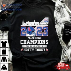 Ole Miss Rebels Football 2023 Peach Bowl Champions Hotty Toddy Helmet Shirt