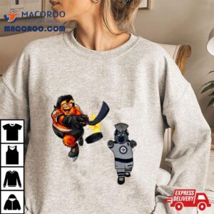Philadelphia Flyers Vs Winnipeg Jets Nhl Mascot Cartoon Hockey Tshirt