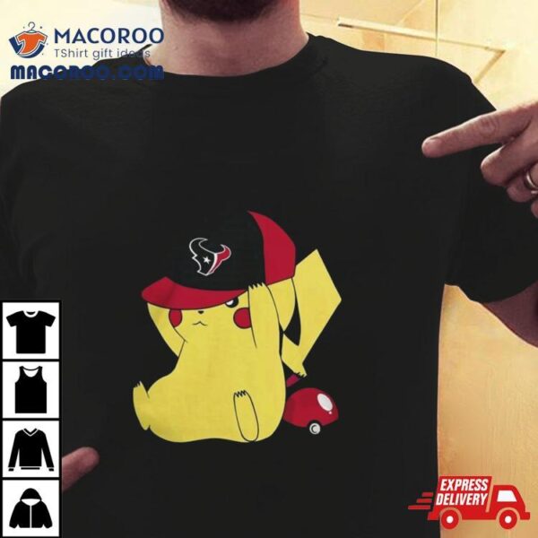 Pikachu Wear The Hat Houston Texans Football Logo T Shirts