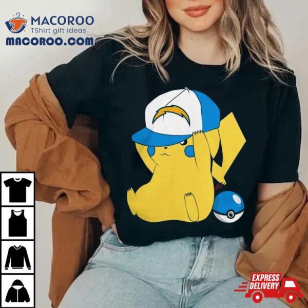 Pikachu Wear The Hat Los Angeles Chargers Football Logo T Shirts