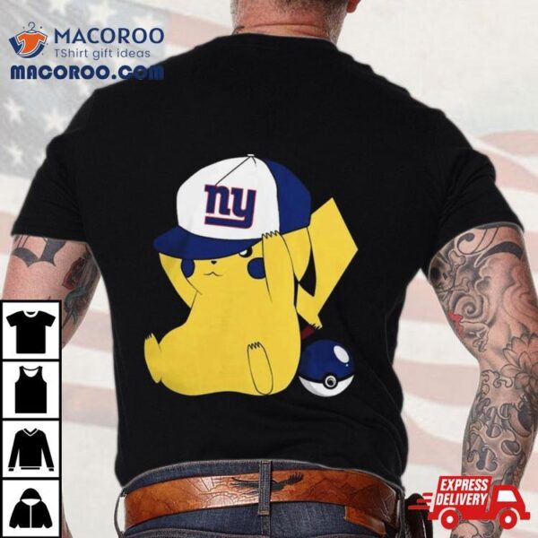 Pikachu Wear The Hat New York Giants Football Logo T Shirts