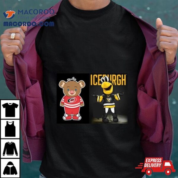 Pittsburgh Penguins Vs Carolina Hurricanes Nhl 2024 Mascot Cartoon Hockey Shirt