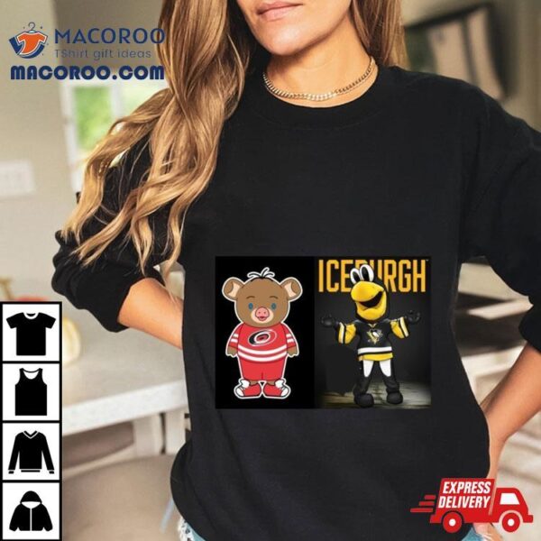 Pittsburgh Penguins Vs Carolina Hurricanes Nhl 2024 Mascot Cartoon Hockey Shirt