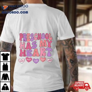 Preschool Has My Heart Groovy Valentines Day Teacher Tshirt