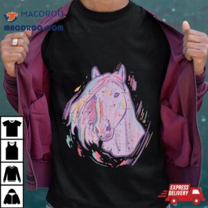 Purple Horse Painting Animal Art Equestrian Kids Tshirt