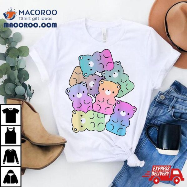 Rainbow Gummy Bear Design Kawaii Aesthetic Teens Shirt