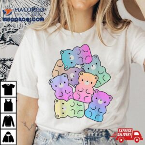 Rainbow Gummy Bear Design Kawaii Aesthetic Teens Tshirt