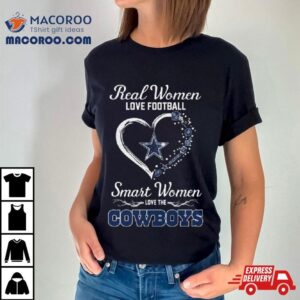 Real Women Love Football Smart Women Love Dallas Cowboys Heart Tshirt