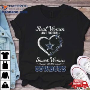 Real Women Love Football Smart Women Love Dallas Cowboys Heart Tshirt