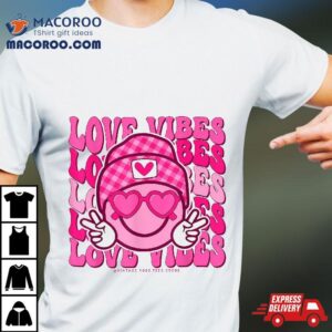 Retro Groovy Love Vibes Valentines Day Heart Eyes Happy Face Shirt