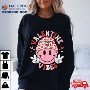 Retro Groovy Valentine Vibes Funny Valentines Day Tshirt