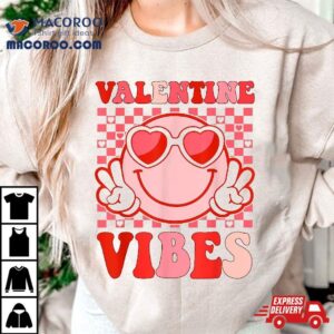 Retro Valentine Vibes Hippie Heart Valentines Day Girl Shirt