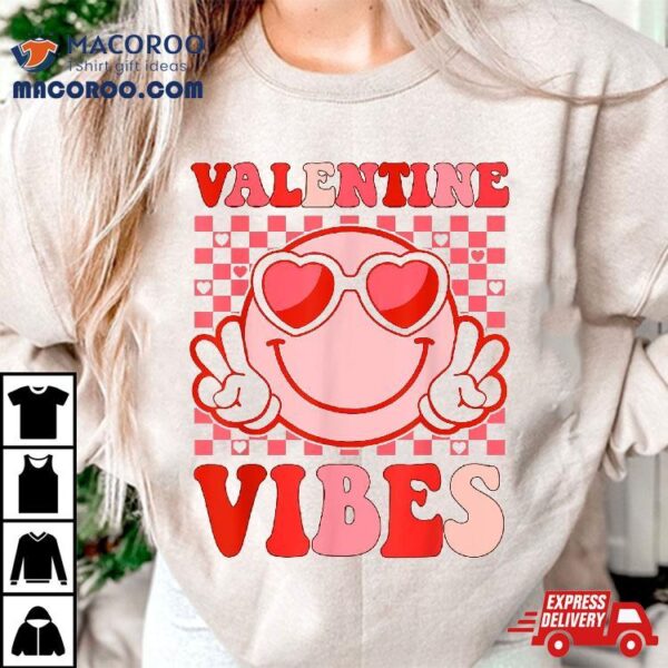 Retro Valentine Vibes Hippie Heart Valentines Day Girl Shirt