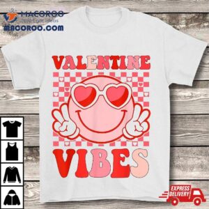 Retro Valentine Vibes Hippie Heart Valentines Day Girl Tshirt