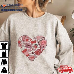 Retro Valentines Day Heart Doodle Tshirt