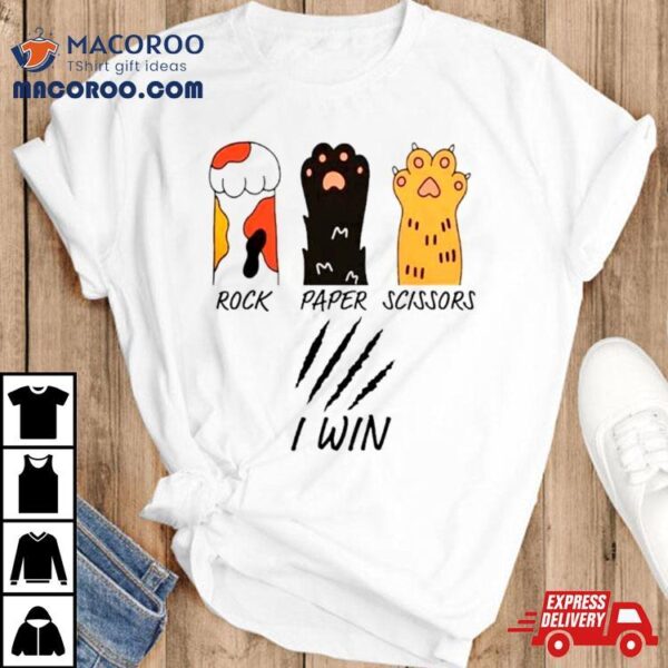 Rock Paper Scissors I Wine Cat Paws Funny Shirt