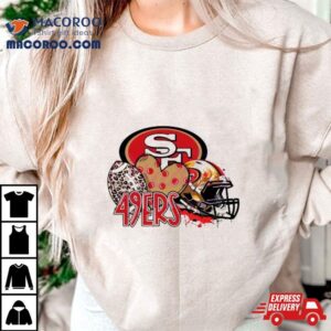 San Francisco 49ers Football Leopard Heart Helmet 2024 T Shirt