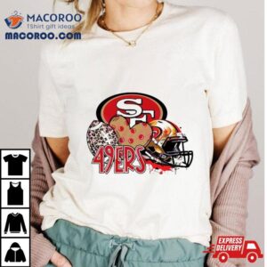 San Francisco Ers Football Leopard Heart Helmet Tshirt