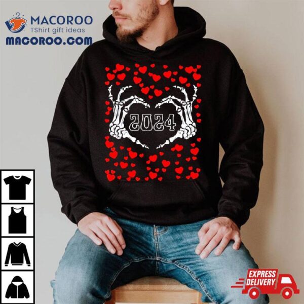 Skeleton Hand Heart Valentines Day Funny 2024 Heart’s Shirt