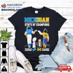 Son Goku And Vegeta Michigan State Of Champions Detroit Lions And Michigan Wolverines Shirt