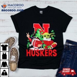 St Patrick S Day Gnome And Baby Yoda Nebraska Huskers Tshirt