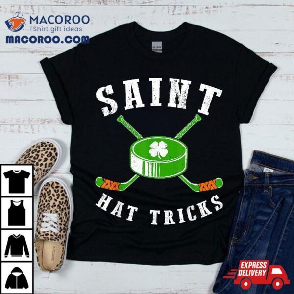 St. Patrick’s Day Saint Hat Tricks Hockey Shamrock Kids Boys Shirt