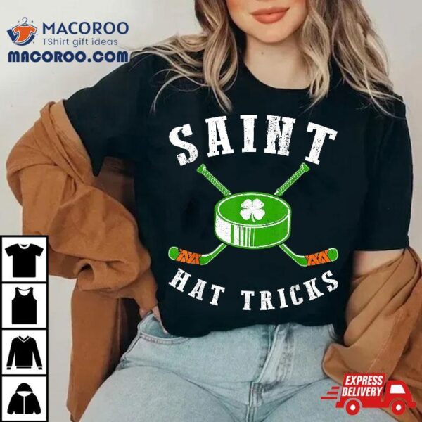 St. Patrick’s Day Saint Hat Tricks Hockey Shamrock Kids Boys Shirt