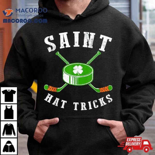 St. Patrick’s Day Saint Hat Tricks Hockey Shamrock Kids Boys Shirt