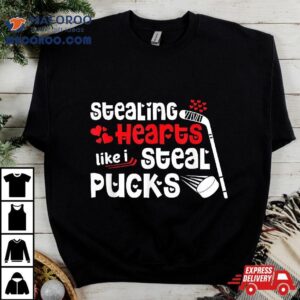 Stealing Hearts Pucks Valentine’s Day Hockey Kids Boys Girls Shirt