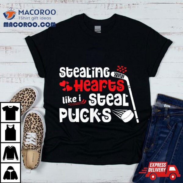 Stealing Hearts Pucks Valentine’s Day Hockey Kids Boys Girls Shirt