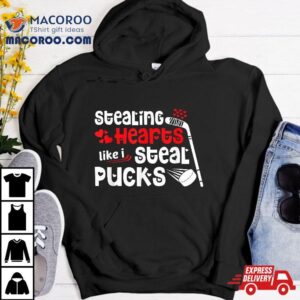 Stealing Hearts Pucks Valentine S Day Hockey Kids Boys Girls Tshirt