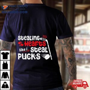 Stealing Hearts Pucks Valentine S Day Hockey Kids Boys Girls Tshirt