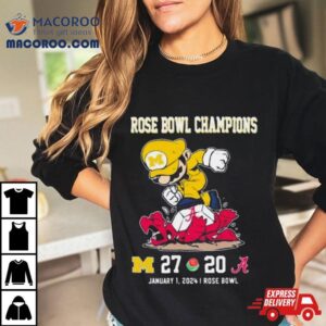 Super Mario Michigan Wolverines Stomp On Alabama Crimson Tide Rose Bowl Champions Tshirt