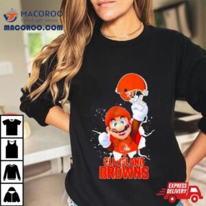 Super Mario X Nfl Cleveland Browns Football T Shirt