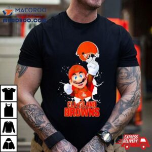 Super Mario X Nfl Cleveland Browns Football Tshirt