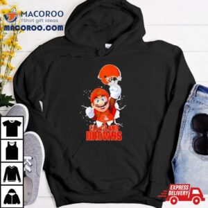 Super Mario X Nfl Cleveland Browns Football Tshirt