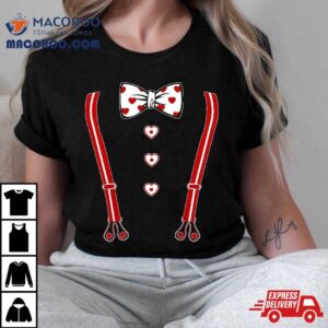 Suspender Valentines Day Cute Heart V Day Costume Boys Kids Tshirt