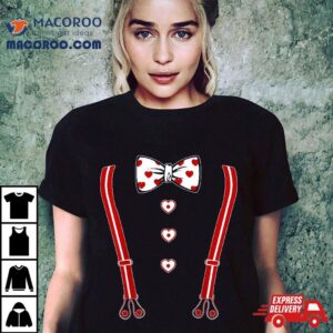 Suspender Valentines Day Cute Heart V Day Costume Boys Kids Tshirt